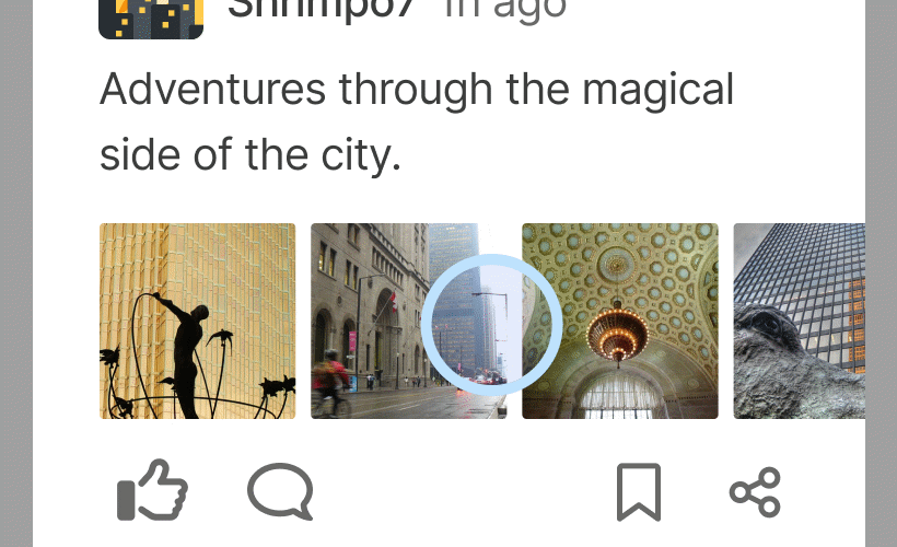 Animation scrolling through a carousel of images attached to a post